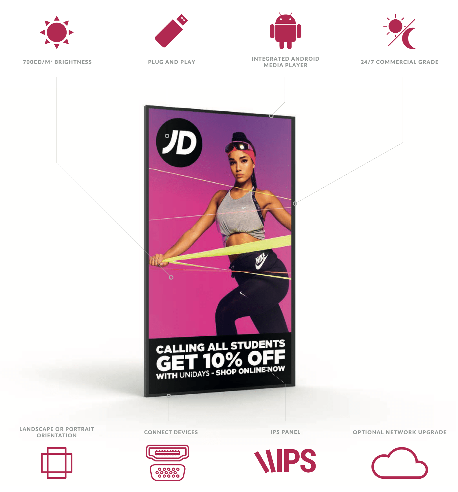 43" HIGH VIBRANCE ANDROID ADVERTISING DISPLAY - HV43 - Image 9